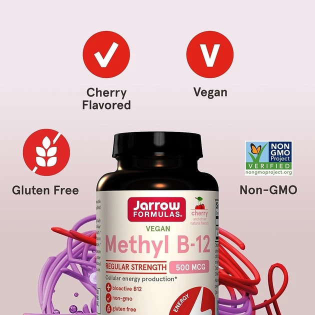 Метил B-12 Jarrow Formulas, Methyl B-12, Cherry Flavor, 500 мкг, 100 таблеток - изображение 8