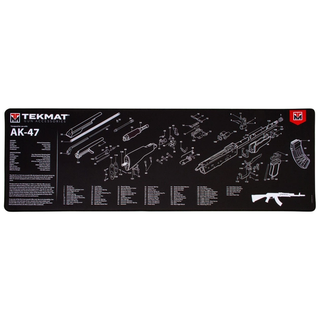 Килимок TekMat Ultra Premium 38 x 112 см з кресленням AK-47 для чищення зброї Чорний 2000000132402 - зображення 1