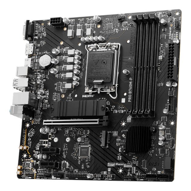 Материнська плата MSI PRO B760M-P Socket 1700/Intel B760/MicroATX/1хHDMI/VGA/DisplayPort - зображення 2