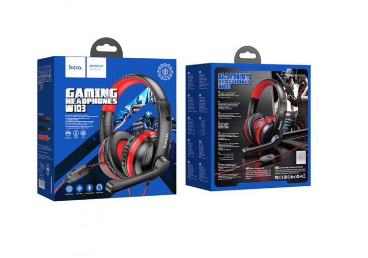 Наушники игровые с микрофоном Hoco W103 красные - изображение 4