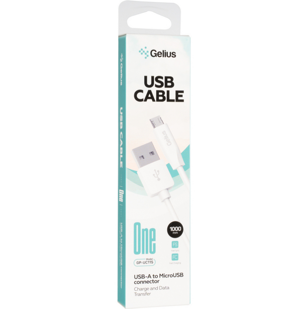 Кабель USB Gelius One GP-UC115 (1m) MicroUSB White - Фото 2 Кабель USB Gelius One GP-UC115 (1m) MicroUSB White - изображение 2