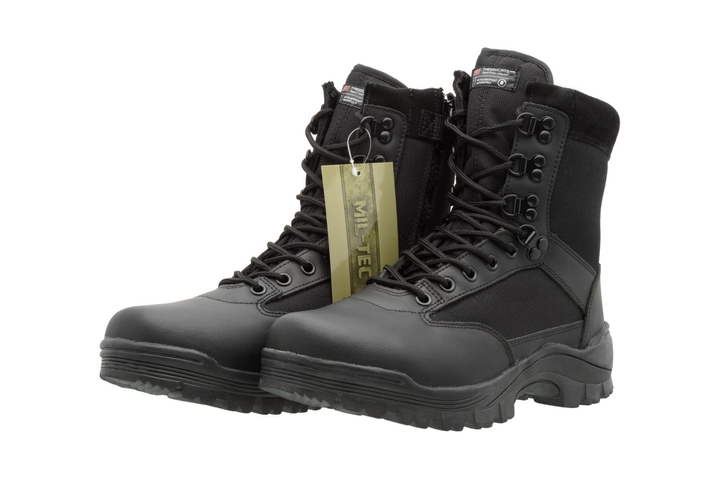 Ботинки мужские демисезонные Mil-Tec Tactical boots black на молнии Германия 46 из полиэстера и воловьей кожи съемная стелька усиленная область пятки - изображение 2