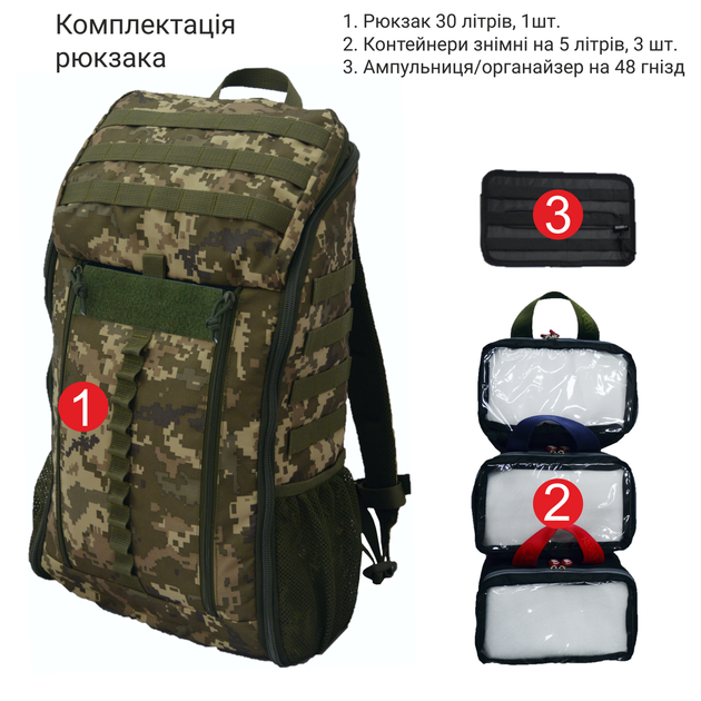 Рюкзак сумка сапера комплект 2в1 DERBY SKAT-1 + COMBAT-1 пиксель - изображение 2