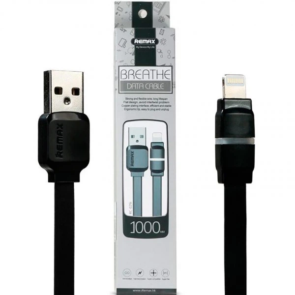 Кабель Remax RC-029i USB to Lightning 1m черный - Фото 1 Кабель Remax RC-029i USB to Lightning 1m черный - изображение 1