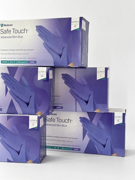 Нітрилові рукавички SafeTouch® Advanced Slim Blue без пудри Розмір L 100 шт - зображення 2