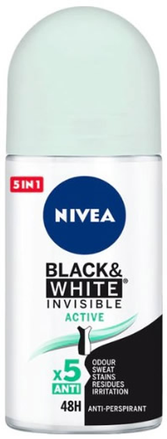 Антиперспірант Nivea Black & White Invisible Active Roll On 50 мл (4005900386564) - зображення 1