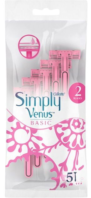 Станки для гоління Gillette Simply Venus 2 Basic 5 шт (7702018482740) - зображення 1