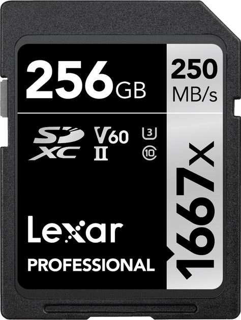 Карта памяти Lexar Professional 1667x SDXC 256GB Class 10 UHS-II V60 U3 ...