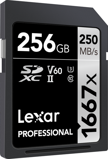Карта памяти Lexar Professional 1667x SDXC 256GB Class 10 UHS-II V60 U3 (LSD256CB1667) - Фото 2 Карта памяти Lexar Professional 1667x SDXC 256GB Class 10 UHS-II V60 U3 (LSD256CB1667) - изображение 2