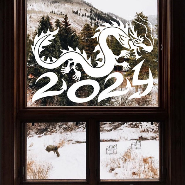 Новогодние наклейки на окна Украшения на Новый год 2024 декор дома к году дракона