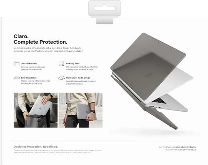 Etui na laptopa Uniq Claro do Apple MacBook Air 13 2022 Smoke Grey (8886463683231) - obraz 4