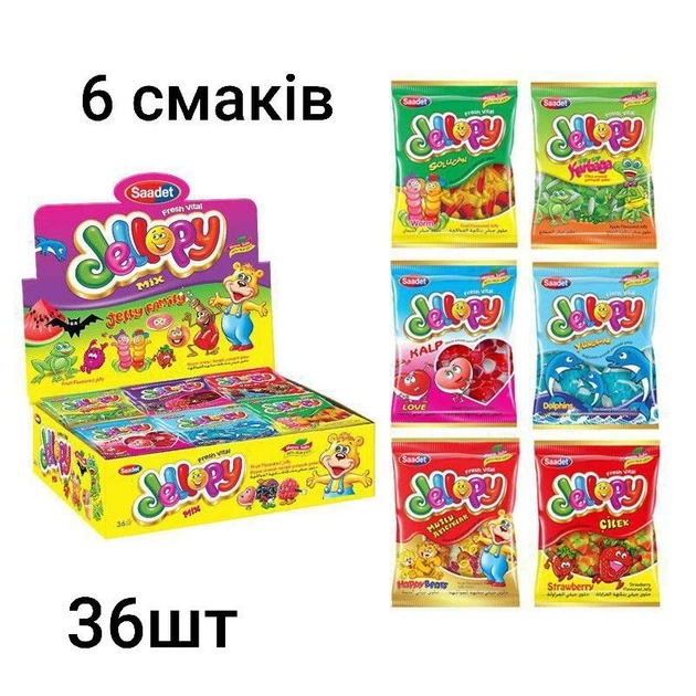 JELLY→　BADPHILOSOPHY20th AnniversaryDVD Мармеладне желейне асорті Jellopy Jelly family mix candy 6 смаків