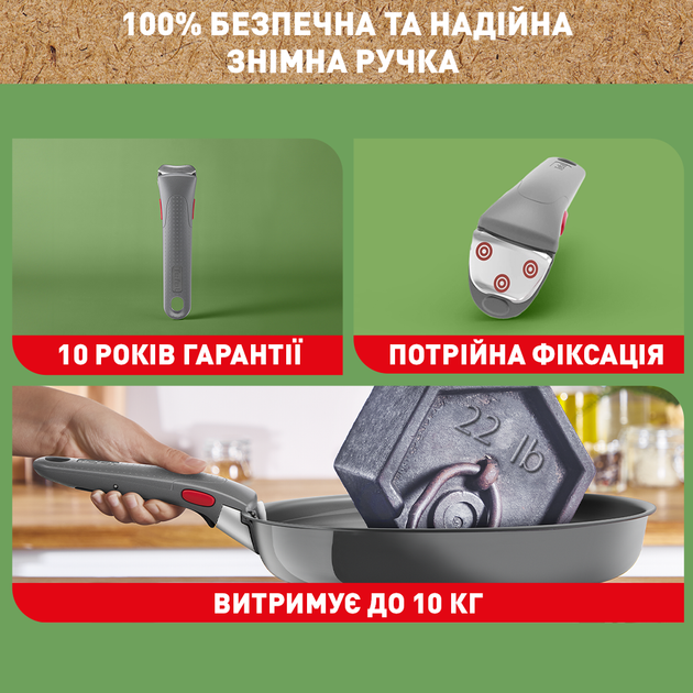 Набор сковородок со съемной ручкой Tefal Ingenio Renew (24 см, 28 см) (L2609502) - изображение 7