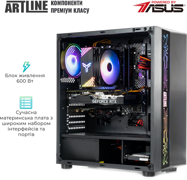 Компьютер ARTLINE Gaming X49 (X49v26) AMD Ryzen 5 5600 / RAM 16ГБ / SSD 1 ТБ / nVidia GeForce RTX 3060 12ГБ - изображение 3