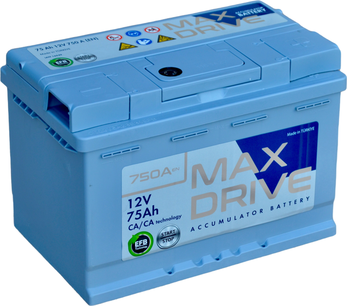 Автомобильный аккумулятор Max Drive EFB 75 Ah (-/+) EN750 (СТ-00150316) - изображение 1