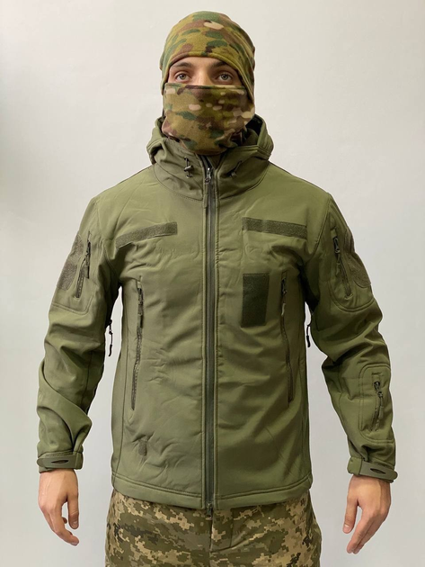Армійська куртка SoftShell водонепроникна, тепла, колір олива, M - зображення 1