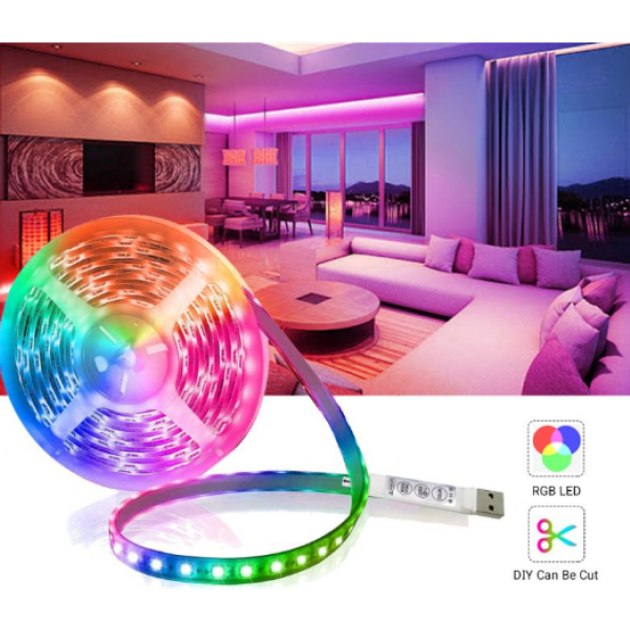 Светодиодная самоклеющаясяLED лента RGB 3528 с пультом и блоком питания ...
