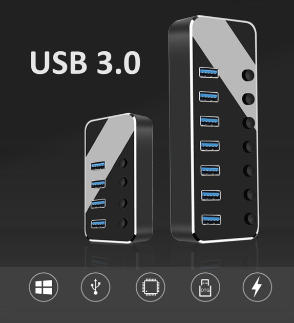 USB хаб Deepfox RSH-516 USB 3.0 4 порта с блоком питания hub ...