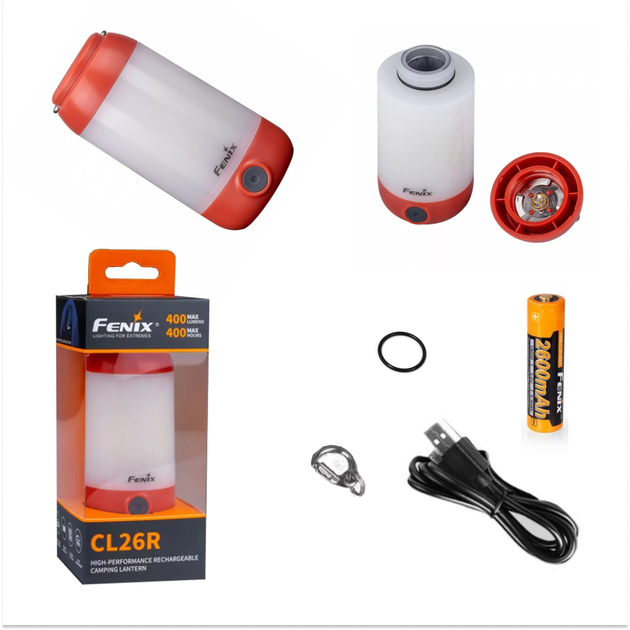 Кемпинговый фонарь Fenix CL26Rr (красный), аккумулятор 2600мАч, USB зарядка, 400люмен - Фото 1 Кемпинговый фонарь Fenix CL26Rr (красный), аккумулятор 2600мАч, USB зарядка, 400люмен - изображение 1