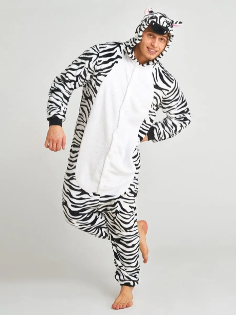 Чоловічі кігурумі доросла піжама Kigurumi Зебра Чорно-білий L 165-175 ...