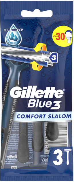 Jednorazowe maszynki do golenia Gillette Blue 3 Comfort Slalom A3 3 szt (7702018547319) - obraz 1