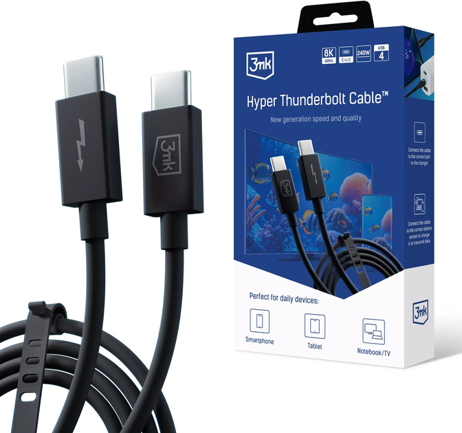 Кабель 3MK Hyper Thunderbolt Cable USB Type-C - USB Type-C 1 м Black ...