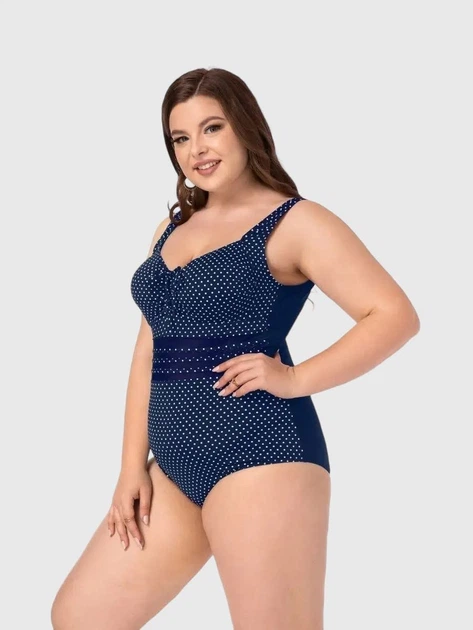 Закрытый купальник в горошек Fuba 9108 темно-синий 7XL - зображення 3