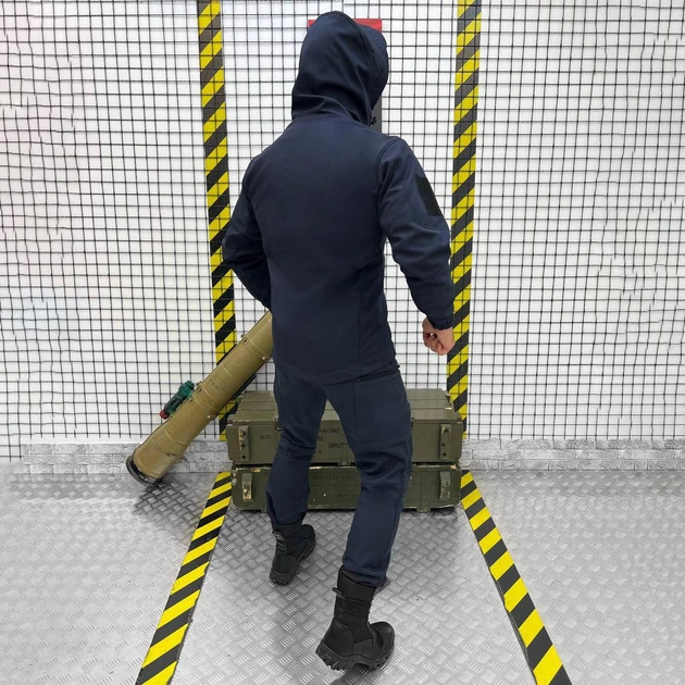 Мужской демисезонный Костюм Police Куртка + Брюки / Полевая форма Softshell синяя размер 2XL - изображение 2