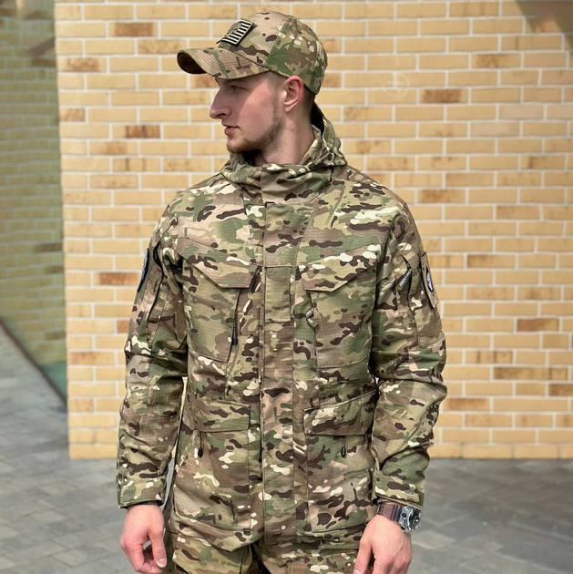 Мужская легкая Куртка М-65 с Капюшоном и Липучками под шевроны рип-стоп мультикам размер 3XL - изображение 1