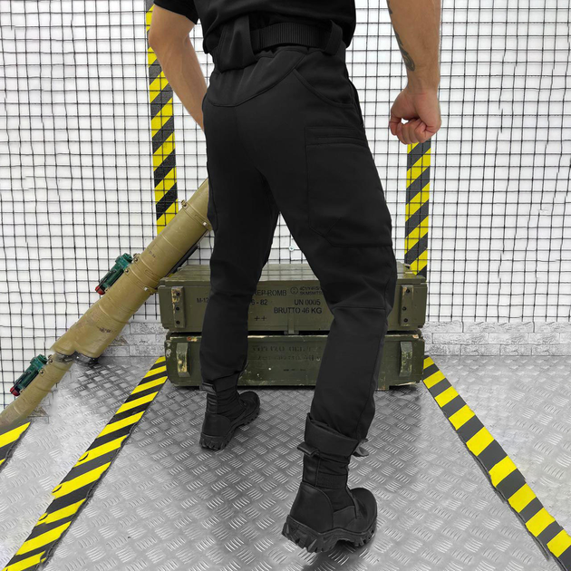 Утепленные мужские Брюки SoftShell с Высоким Поясом / Плотные Брюки на флисе черные размер S - изображение 2