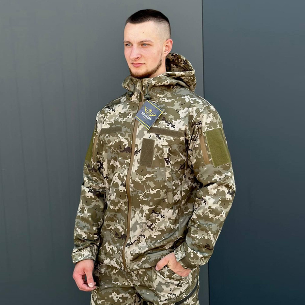 Чоловіча Демісезонна Куртка Soft Shell на Флісі з вентиляційними отворами піксель розмір 7XL 64 - зображення 2