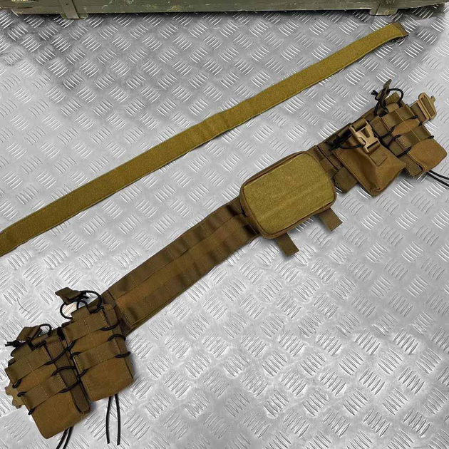 Розвантажувальний швидкознімний Пояс Single Sword із Підсумками у комплекті / РПС Cordura з системою Molle койот розмір - зображення 1