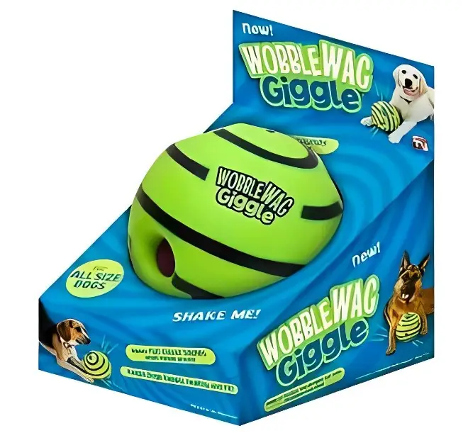 Игрушка для собак Wobble Wag Giggle Хихикающий мяч интерактивный для всех пород 14см Зеленый - изображение 4