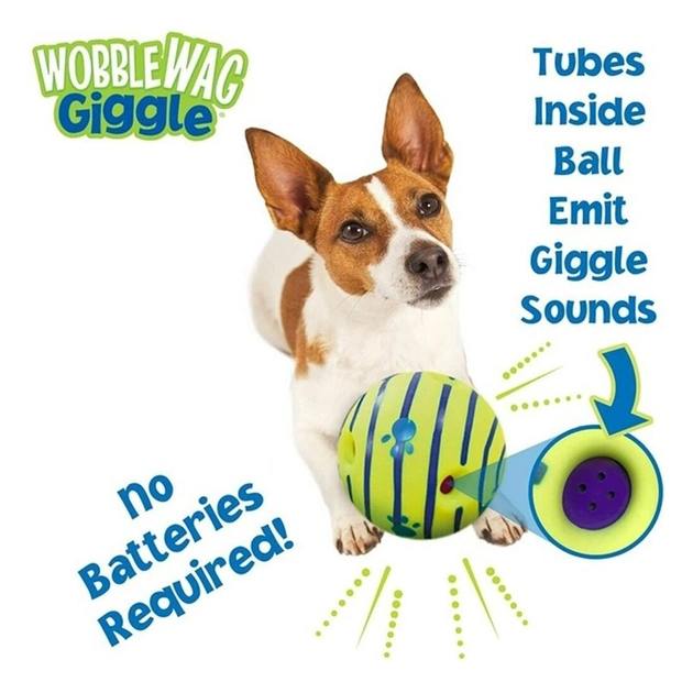 Игрушка для собак Wobble Wag Giggle Хихикающий мяч интерактивный для всех пород 14см Зеленый - изображение 6