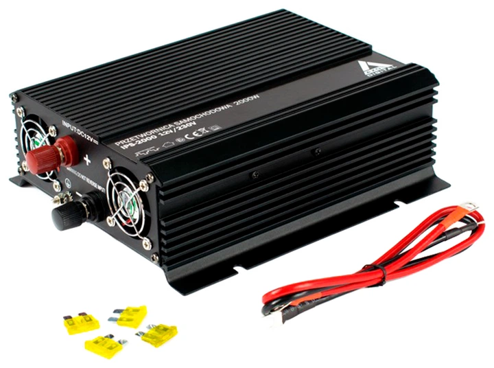Автомобільний інвертор AZO Digital IPS-2000 2000W з модифікованою синусоїдою 12-230V DC-AC (5905279203730) - зображення 1