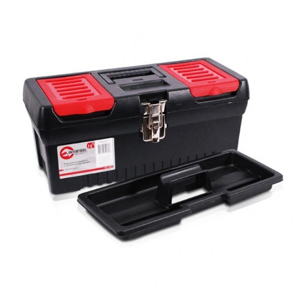 Ящик для инструментов с металлическими замками 16", 396*216*164 мм INTERTOOL BX-1016 - Фото 1 Ящик для инструментов с металлическими замками 16", 396*216*164 мм INTERTOOL BX-1016 - изображение 1