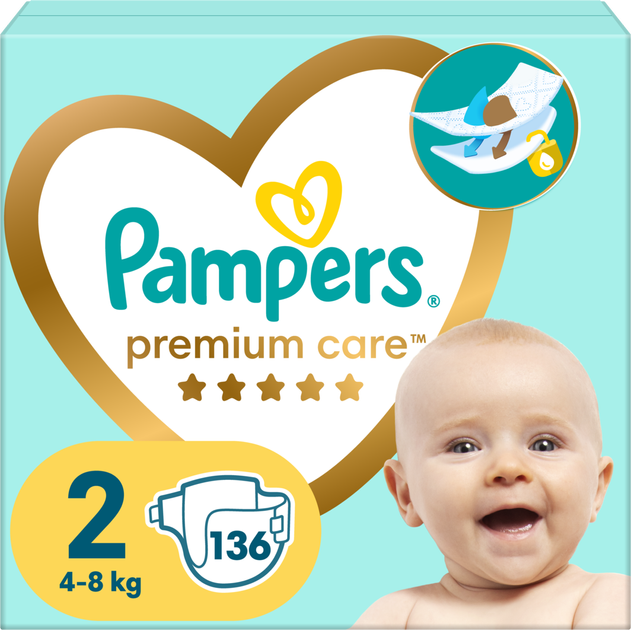 Pieluchy Pampers Premium Care Rozmiar 2 (4-8 kg) 136 szt (8006540855812) - obraz 1