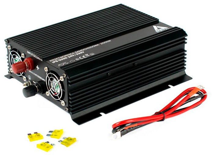 Автомобільний інвертор AZO Digital IPS-2000 2000W з модифікованою синусоїдою 24-230V DC-AC (5905279203747) - зображення 1