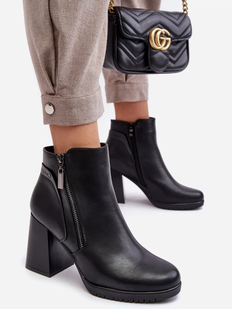 Zimowe botki damskie na słupku Sergio Leone Ryelle 36 Czarne (5905677964790) - obraz 3