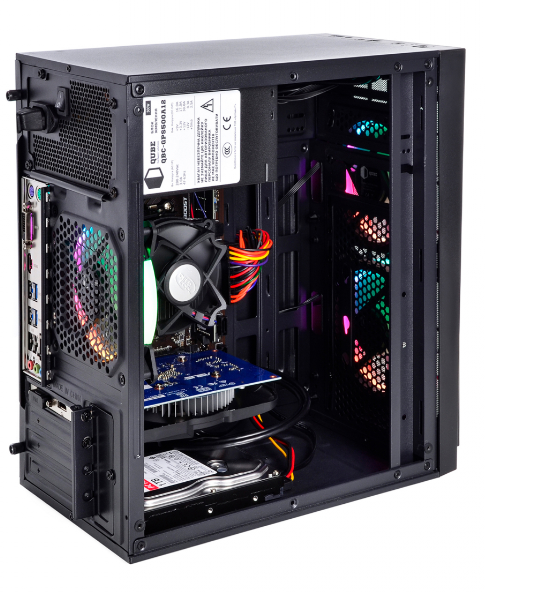 Игровой ПК QUBE QBC01 RGB Tower / Intel Core i3-10100F (4 (8) ядра по 3.6 - 4.3 GHz) / 8 GB DDR4 / 480 GB SSD / AMD Radeon RX 560, 4 GB GDDR5, 128-bit / PRIME H410M-K / 500W - Фото 3 Игровой ПК QUBE QBC01 RGB Tower / Intel Core i3-10100F (4 (8) ядра по 3.6 - 4.3 GHz) / 8 GB DDR4 / 480 GB SSD / AMD Radeon RX 560, 4 GB GDDR5, 128-bit / PRIME H410M-K / 500W - изображение 3