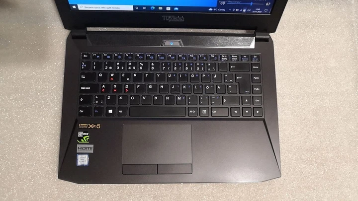 Игровой ноутбук Tuxedo Clevo P641HK / 14" (1920x1080) IPS / Intel Core i7-7700HQ (4 (8) ядра по 2.8 - 3.8 GHz) / 8 GB DDR4 / 240 GB SSD / nVidia GeForce GTX 1050 Ti, 4 GB GDDR5, 128-bit / WebCam - изображение 3