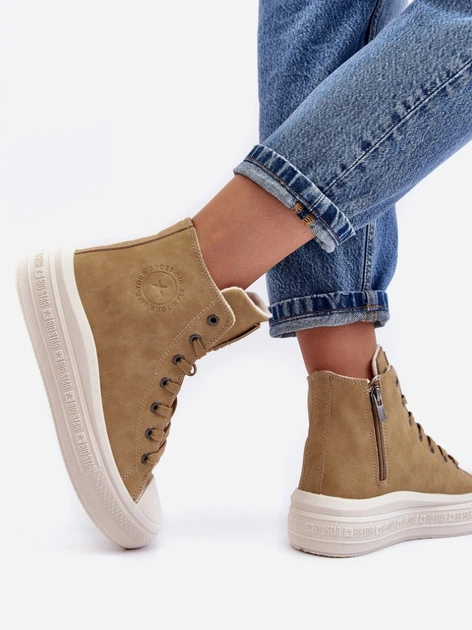 Zimowe trampki damskie z eko skóry Big Star MM274026 38 Camel (5900714657734) - obraz 8