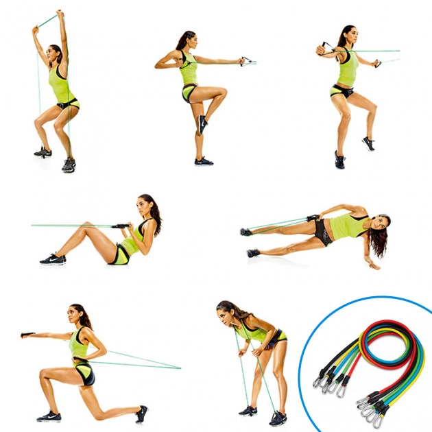 Эспандер трубчатый PRO набор для домашних тренировок и фитнеса 5 штук + чехол в подарок New - изображение NaN