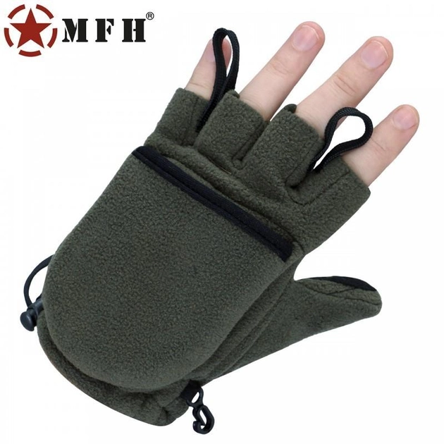Военные флисовые перчатки - варежки MFH Германия, олива/хаки, р-р. XXL - изображение 2