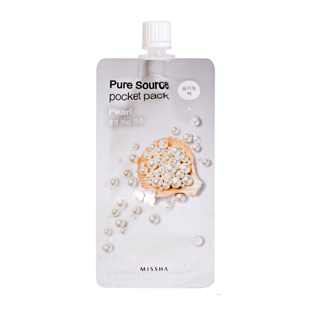 Яскрава нічна маска з перлами Missha Pure Source Pocket Pack Pearl, 10 мл - Фото 1 Яскрава нічна маска з перлами Missha Pure Source Pocket Pack Pearl, 10 мл - зображення 1