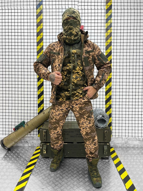 Тактичний теплий військовий комплект Mission ( Куртка + Фліска + Штани ), Камуфляж: Піксель, Розмір: M - зображення 1