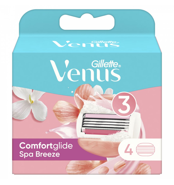 Wymienne wkłady (ostrza) do golenia dla kobiet Venus Comfort Glide Spa Breeze 4 szt (7702018966783) - obraz 1