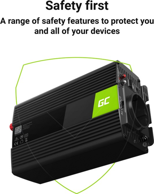 Інвертор Greencell 12В/230В 300Вт/600Вт Чиста синусоїда (INV05DE) - зображення 4
