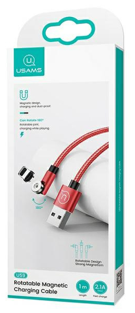 Kabel magnetyczny Usams USB - Apple Lightning szybkie ładowanie 1 m czerwony (6958444924472) - obraz 2