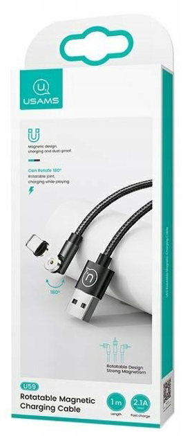 Kabel magnetyczny Usams USB - Micro-USB Type-B szybkie ładowanie 1 m czarny (6958444924502) - obraz 2